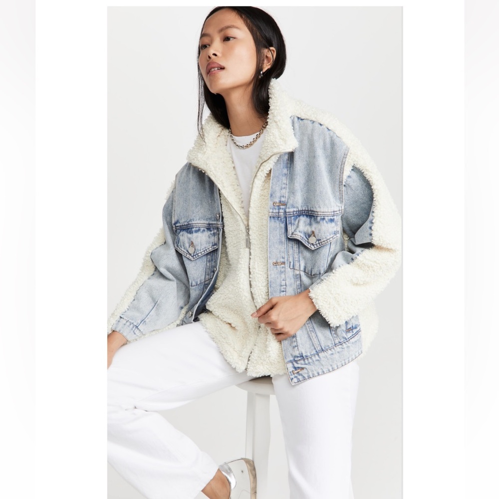NWT BLANKNYC Bear Hug Denim Sherpa Jacket Size Small Coat Blank NYC